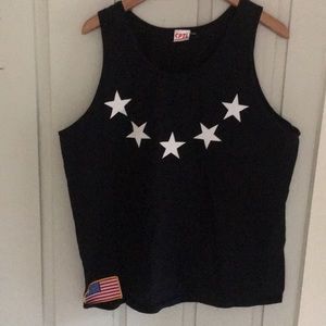 Cptl men's black tank top stars flag patch
